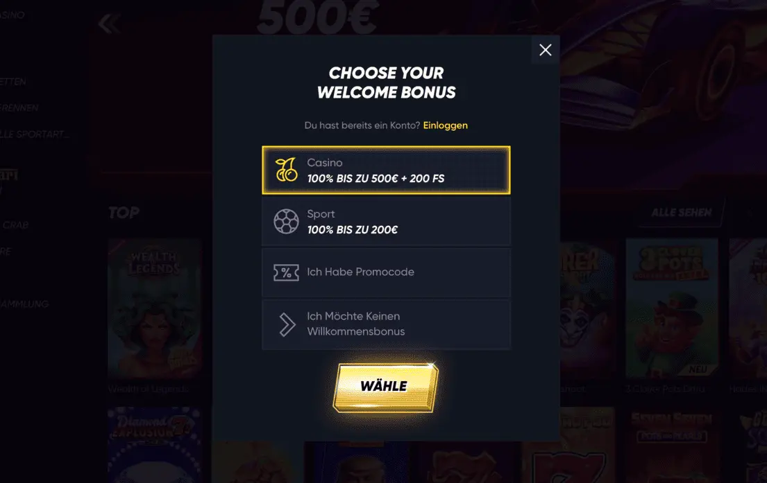 Quickwin Login Bildschirm
